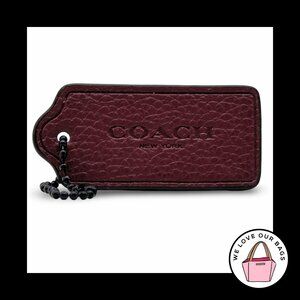2.25" COACH NEW YORK Burgundy Pebbled Leather Fob Bag Charm Keychain Hang Tag